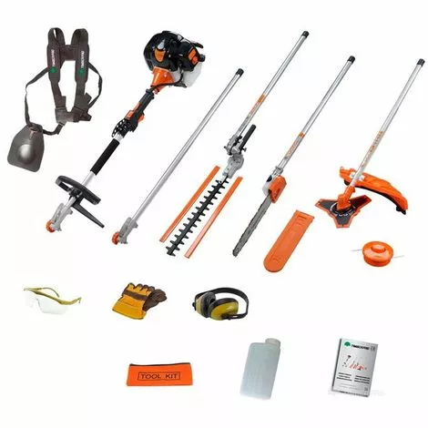 TIMBERPRO Multifonction 4 En 1 Débroussailleuse, Taille Haie, Elagueuse + Rallonge, 52 Cm3, 3cv 3 TIMBERPRO Multifonction 4 En 1 Débroussailleuse, Taille Haie, Elagueuse + Rallonge, 52 Cm3, 3cv