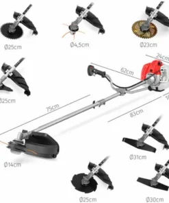 Débroussailleuse à Essence 65cc 4,9cv, Moteur 2 Temps, 8 Accessoires, Guidon Double Poignée, Régulateur Puissance, Harnais Sécurité - Greencut GGT650X-8 -Débroussailleuse Soldes Magasin 3938485 5