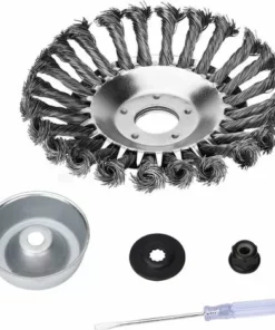 6'' Tête Brosse Désherbage Pour Débroussailleuse Outils De Pelouse, 150mm Brosse à Désherber Ronde Avec Roue En Fil D'acier Massif Pour Jardin Agriculture (4 Accessoires Kit)
