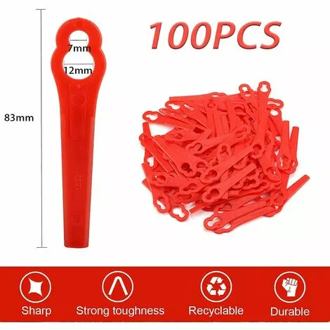 ALMI Tête De Débroussailleuse Lame Coupe Bordure,100pcs Lames En Plastique De Rechange Lame Taille Bordure Lame Plastique Coupe Bordure Lame Coupe Bordur,pour Jardin Et Pelouse Coupe-Bordures Sur Batterie 4 ALMI Tête De Débroussailleuse Lame Coupe Bordure,100pcs Lames En Plastique De Rechange Lame Taille Bordure Lame Plastique Coupe Bordure Lame Coupe Bordur,pour Jardin Et Pelouse Coupe-Bordures Sur Batterie – Image 2