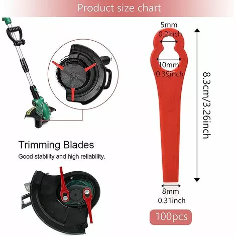 Lames En Plastique De Rechange,100 Pièces Lames De Coupe En Plastique Lame De Tondeuse En Plastique Débroussailleuse à Couteau En Plastique, Pour Jardin Et Pelouse Coupe Bordures,Starlight 4 Lames En Plastique De Rechange,100 Pièces Lames De Coupe En Plastique Lame De Tondeuse En Plastique Débroussailleuse à Couteau En Plastique, Pour Jardin Et Pelouse Coupe Bordures,Starlight – Image 2