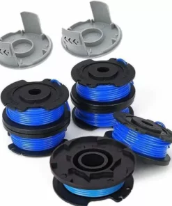 HKLFFJA 8 Paquets Bobine De Rechange Pour Coupe-bordure De Ligne 0,065 Pouce Pour Ryobi 18v 24v 40v, Compatible Avec Ryobi One + AC14RL3A, Coupe-fil Sans Fil Line 11ft, 6 Bobines + 2 Capuchons De Coupe