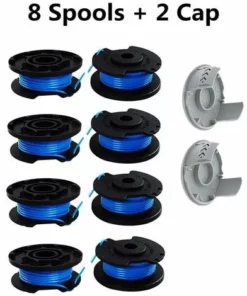HKLFFJA 10 Paquets Bobine De Rechange Pour Coupe-bordure De Ligne 0,065 Pouce Pour Ryobi 18v 24v 40v, Compatible Avec Ryobi One + AC14RL3A, Coupe-fil Sans Fil Line 11ft, 8 Bobines + 2 Capuchons De Coupe -Débroussailleuse Soldes Magasin 55842918 2