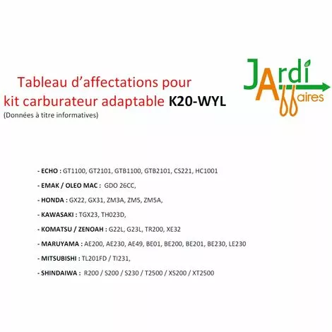 JARDIAFFAIRES Kit Carburateur Adaptable Remplace Walbro K20-WYL 4 JARDIAFFAIRES Kit Carburateur Adaptable Remplace Walbro K20-WYL – Image 2