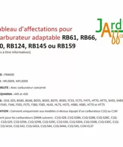 JARDIAFFAIRES Kit Carburateur Adaptable Remplace Zama RB-61/66/70 Et RB145 6 JARDIAFFAIRES Kit Carburateur Adaptable Remplace Zama RB-61/66/70 Et RB145 -Débroussailleuse Soldes Magasin 5638536 2