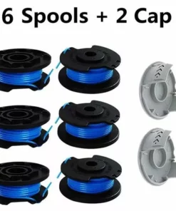 HKLFFJA 8 Paquets Bobine De Rechange Pour Coupe-bordure De Ligne 0,065 Pouce Pour Ryobi 18v 24v 40v, Compatible Avec Ryobi One + AC14RL3A, Coupe-fil Sans Fil Line 11ft, 8 Bobines + 2 Capuchons De Coupe -Débroussailleuse Soldes Magasin 57020353 2