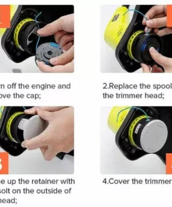 HKLFFJA 6 Paquets Bobine De Rechange Pour Coupe-bordure De Ligne 0,065 Pouce Pour Ryobi 18v 24v 40v, Compatible Avec Ryobi One + AC14RL3A, Coupe-fil Sans Fil Line 11ft, 8 Bobines + 2 Capuchons De Coupe -Débroussailleuse Soldes Magasin 57020363 5