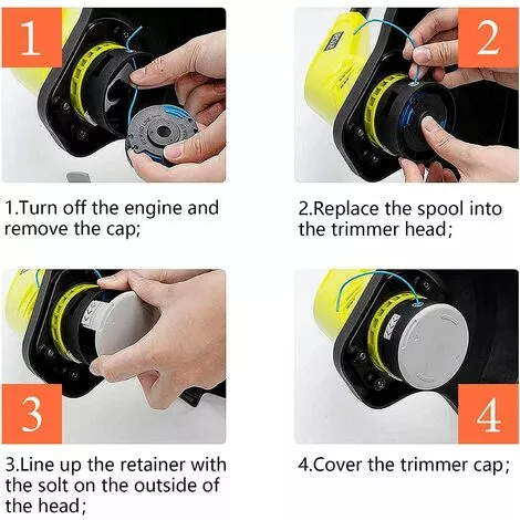 HKLFFJA 8 Paquets Bobine De Rechange Pour Coupe-bordure De Ligne 0,065 Pouce Pour Ryobi 18v 24v 40v, Compatible Avec Ryobi One + AC14RL3A, Coupe-fil Sans Fil Line 11ft, 8 Bobines + 2 Capuchons De Coupe 7 HKLFFJA 8 Paquets Bobine De Rechange Pour Coupe-bordure De Ligne 0,065 Pouce Pour Ryobi 18v 24v 40v, Compatible Avec Ryobi One + AC14RL3A, Coupe-fil Sans Fil Line 11ft, 8 Bobines + 2 Capuchons De Coupe – Image 5