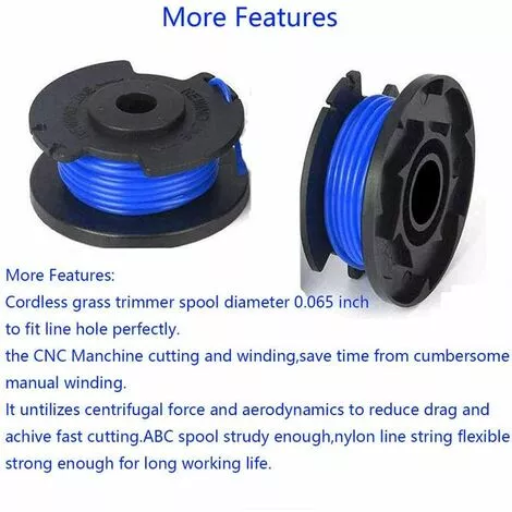HKLFFJA Bobine De Fil De Rechange Pour Débroussailleuse Ryobi One+ AC14RL3A 18 V, 24 V, 40 V, Bobine De Rechange Pour Coupe-bordure De Ligne 1.65 Mm, 11ft Pour Débroussailleuse (6 Bobines + 2 Bouchons) 6 HKLFFJA Bobine De Fil De Rechange Pour Débroussailleuse Ryobi One+ AC14RL3A 18 V, 24 V, 40 V, Bobine De Rechange Pour Coupe-bordure De Ligne 1.65 Mm, 11ft Pour Débroussailleuse (6 Bobines + 2 Bouchons) – Image 4