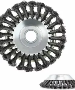 ABCRITAL Brosse De Débroussailleuse À Gazon,Tête De Tondeuse À Fil Avec Roue En Fil D'Acier Solide, Brosse À Désherber Ronde En Métal,Outil Multifonctionnel D'Élimination Des Mauvaises Herbes(6 Pouces)