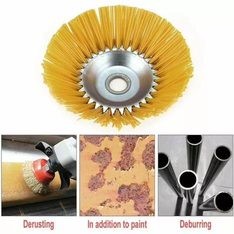 BARES Brosse Anti-mauvaises Herbes En Nylon Pour Débroussailleuse - Outil De Jardin - Tête De Débroussailleuse - Trou Intérieur 25,4 Mm - Jaune - 200 Mm 7 BARES Brosse Anti-mauvaises Herbes En Nylon Pour Débroussailleuse - Outil De Jardin - Tête De Débroussailleuse - Trou Intérieur 25,4 Mm - Jaune - 200 Mm – Image 5