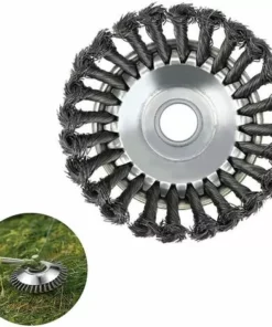 AOUGO Brosse De Débroussailleuse à Gazon, Tête De Coupe Filaire De 15,2 Cm Avec Roue En Fil D'acier Solide, Brosse Ronde En Métal Pour Mauvaises Herbes