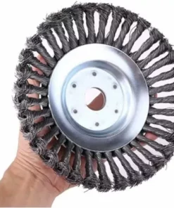 AOUGO Brosse De Débroussailleuse à Gazon, 6 Pouce Tête De Tondeuse à Fil Avec Roue En Fil D'acier Solide, Brosse à Désherber Ronde En Métal -Débroussailleuse Soldes Magasin 58693393 3