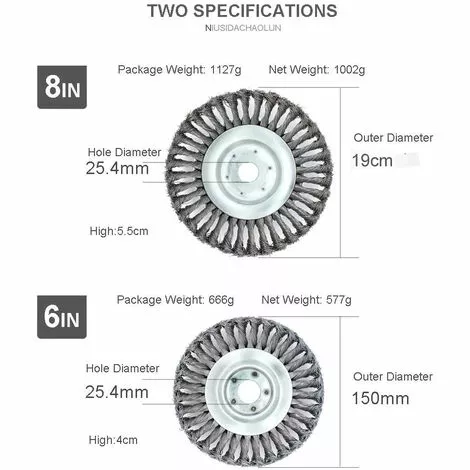 CATHERINE Tête De Désherbage Fil D'acier, 6/8 Pouce Brosse Rotative Disque De Pinceau à Roue Pour Outils De Pelouse Jardin Agriculture - Trou Intérieur 25.4mm (6 Pouce) 7 CATHERINE Tête De Désherbage Fil D'acier, 6/8 Pouce Brosse Rotative Disque De Pinceau à Roue Pour Outils De Pelouse Jardin Agriculture - Trou Intérieur 25.4mm (6 Pouce) – Image 5