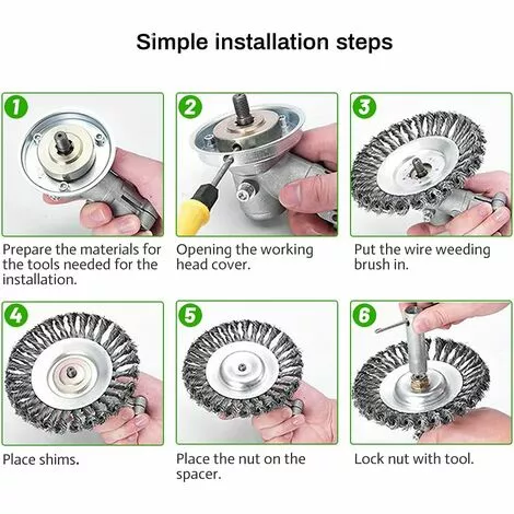 LONGZIMING Brosse De Débroussailleuse, Tête Brosse Désherbage, Brosse à Mauvaises Herbes Pour Débroussailleuse, Brosse De Désherbage Fil D'acier, Environ 6 Pouces, Accessoires De Tondeuse à Gazon 7 LONGZIMING Brosse De Débroussailleuse, Tête Brosse Désherbage, Brosse à Mauvaises Herbes Pour Débroussailleuse, Brosse De Désherbage Fil D'acier, Environ 6 Pouces, Accessoires De Tondeuse à Gazon – Image 5