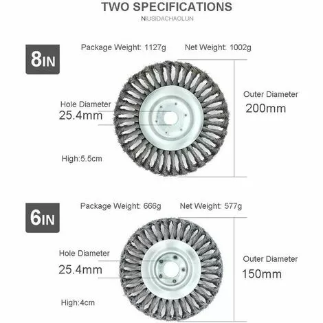 IRISFR Tête De Débroussailleuse, Brosse De Roue En Fil D'acier Nouée De Rechange Pour Coupe-herbe, Plateau De Désherbage Pour Zone Envahie, Herbe Dans Les Coins, Mousse, Jardin, Pelouse - Diamètre D'alésage 25,4 Mm (20 Cm),Lilaris 4 IRISFR Tête De Débroussailleuse, Brosse De Roue En Fil D'acier Nouée De Rechange Pour Coupe-herbe, Plateau De Désherbage Pour Zone Envahie, Herbe Dans Les Coins, Mousse, Jardin, Pelouse - Diamètre D'alésage 25,4 Mm (20 Cm),Lilaris – Image 2