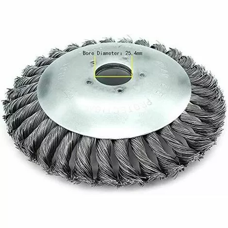 IRISFR Tête De Débroussailleuse, Brosse De Roue En Fil D'acier Nouée De Rechange Pour Coupe-herbe, Plateau De Désherbage Pour Zone Envahie, Herbe Dans Les Coins, Mousse, Jardin, Pelouse - Diamètre D'alésage 25,4 Mm (20 Cm),Lilaris 6 IRISFR Tête De Débroussailleuse, Brosse De Roue En Fil D'acier Nouée De Rechange Pour Coupe-herbe, Plateau De Désherbage Pour Zone Envahie, Herbe Dans Les Coins, Mousse, Jardin, Pelouse - Diamètre D'alésage 25,4 Mm (20 Cm),Lilaris – Image 4