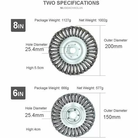 IRISFR Tête De Débroussailleuse, Brosse De Roue En Fil D'acier Nouée De Rechange Pour Coupe-herbe, Plateau De Désherbage Pour Zone Envahie, Herbe Dans Les Coins, Mousse, Jardin, Pelouse - Diamètre D'alésage 25,4 Mm (20 Cm),Lilaris 7 IRISFR Tête De Débroussailleuse, Brosse De Roue En Fil D'acier Nouée De Rechange Pour Coupe-herbe, Plateau De Désherbage Pour Zone Envahie, Herbe Dans Les Coins, Mousse, Jardin, Pelouse - Diamètre D'alésage 25,4 Mm (20 Cm),Lilaris – Image 5