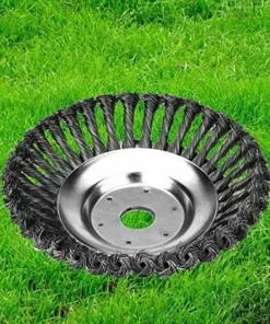 DENUOTOP Outillage De Jardin Brosse De Débroussailleuse à Gazon, 150x25.4mm Brosse à Désherber Ronde Pour éliminer Les Mauvaises Herbes, Tête Brosse Rotative Avec Roue En Fil D'acier Massif Pour Jardin Agriculture(150 Mm)