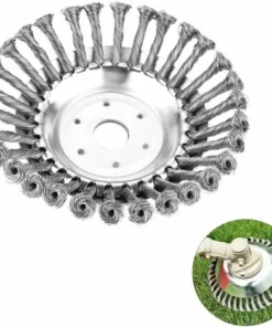 FR-LIFE Brosse De Débroussailleuse à Gazon,BR-Vie 150x25.4mm Brosse à Désherber Ronde Pour éliminer Les Mauvaises Herbes, Tête Brosse Rotative Avec Roue En Fil D'acier Massif Pour Jardin Agriculture(6 Pouce)