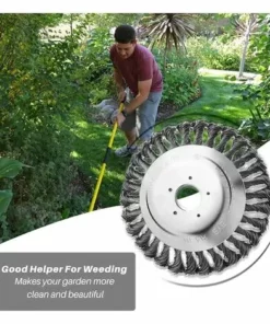 FR-LIFE Brosse De Débroussailleuse à Gazon,BR-Vie 200x25.4mm Brosse à Désherber Ronde Pour éliminer Les Mauvaises Herbes, Tête Brosse Rotative Avec Roue En Fil D'acier Massif Pour Jardin Agriculture(8 Pouce) -Débroussailleuse Soldes Magasin 60186625 4