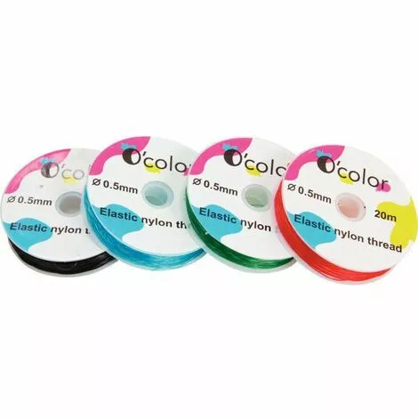 N.C Lot De 4 Bobines De 20 M De Fil Nylon élastique Couleur 3 N.C Lot De 4 Bobines De 20 M De Fil Nylon élastique Couleur