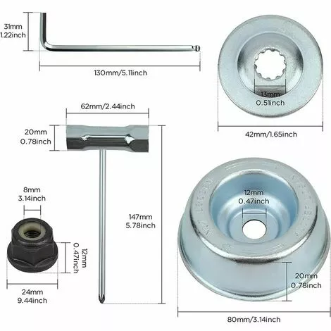 DECKON Kit Ecrou Tete Debroussailleuse Universelle, Pour Débroussailleuse Thermique, Stihl, Echo, Ryobi Tete 4 DECKON Kit Ecrou Tete Debroussailleuse Universelle, Pour Débroussailleuse Thermique, Stihl, Echo, Ryobi Tete – Image 2