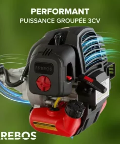 Arebos Débroussailleuse à Essence Premium 5 En 1 3PS 52 CC Avec Manche Profilé Rembourré Avec Rallonge De 1 M | Taille-haie Réglable | Coupe-Bordures | Débroussailleuse à Gazon - Noir / Rouge -Débroussailleuse Soldes Magasin 64089749 3