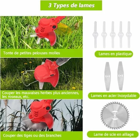 MAGICFOX Débroussailleuse Sans Fil Avec 2 Batteries 4.0A , 3 En 1 Coupe-Bordure 90° Régler Avec Roue De Guidage Pour Coupe De Jardin, Pelouse 4 MAGICFOX Débroussailleuse Sans Fil Avec 2 Batteries 4.0A , 3 En 1 Coupe-Bordure 90° Régler Avec Roue De Guidage Pour Coupe De Jardin, Pelouse – Image 2