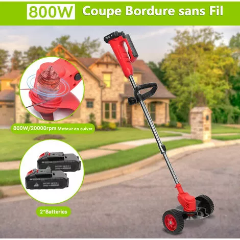 MAGICFOX Débroussailleuse Sans Fil Avec 2 Batteries 4.0A , 3 En 1 Coupe-Bordure 90° Régler Avec Roue De Guidage Pour Coupe De Jardin, Pelouse 6 MAGICFOX Débroussailleuse Sans Fil Avec 2 Batteries 4.0A , 3 En 1 Coupe-Bordure 90° Régler Avec Roue De Guidage Pour Coupe De Jardin, Pelouse – Image 4