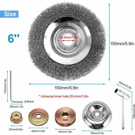 BF 6 Pouces Tete Debroussailleuse Universelle, 150mm*25.4mm Brosse De Desherbage Pour Debroussailleuse, Brosse à Désherber De Mauvaises Herbes Ronde, Pour Pelouse Jardin Agriculture 4 BF 6 Pouces Tete Debroussailleuse Universelle, 150mm*25.4mm Brosse De Desherbage Pour Debroussailleuse, Brosse à Désherber De Mauvaises Herbes Ronde, Pour Pelouse Jardin Agriculture – Image 2