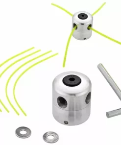 BF Tête De Débroussailleuse Universelle Aluminium Fils Tête Coupe-Bordure Tête Double Fil Bobine Tête Fil Nylon Pour Tondeuse, 1 Têtes De Fil + 4 Fils