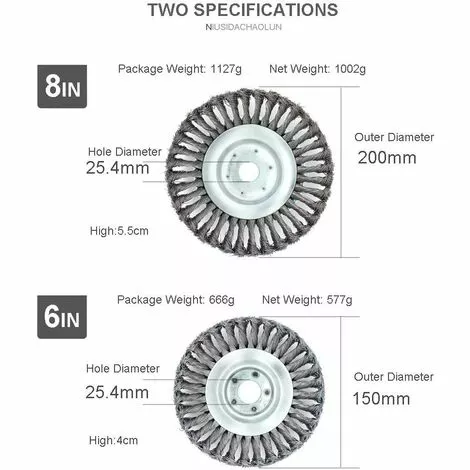 DENUOTOP TêTe De Tondeuse, Brosse MéTallique Robuste De Remplacement De La TêTe De Tondeuse à Disque Pour Les Zones Envahies Par La VéGéTation, L'Herbe Dans Les Coins, La Mousse, Les Jardins, Les Pelouses - Trou De 25,4 Mm (15cm). 5 DENUOTOP TêTe De Tondeuse, Brosse MéTallique Robuste De Remplacement De La TêTe De Tondeuse à Disque Pour Les Zones Envahies Par La VéGéTation, L'Herbe Dans Les Coins, La Mousse, Les Jardins, Les Pelouses - Trou De 25,4 Mm (15cm). – Image 3