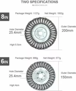DENUOTOP TêTe De Coupe, Brosse MéTallique Robuste, Disque De Remplacement De La TêTe De Coupe, Pour Les Zones Envahies Par La VéGéTation, L'Herbe Dans Les Coins, La Mousse, Les Jardins, Les Pelouses - Trou De 25,4 Mm (20cm). -Débroussailleuse Soldes Magasin 66795785 3