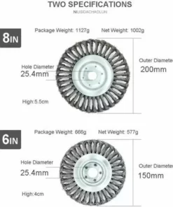 FLETéçA Brosse à Désherber Brosse à Désherber, Brosse à Désherber Rotative De 6 Pouces Brosse Conique Tressée En Fil D'acier Avec Disque De Torsion, Diamètre 150 Mm, Alésage 25,4 Mm (6 Pouces) -Débroussailleuse Soldes Magasin 66961135 3