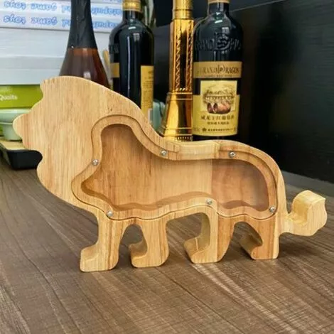 DECKON Animal En Bois Forme De Dinosaure Piggy Bank Money Saving Box Enfants Cadeau Décoration De La Maison Lion 4 DECKON Animal En Bois Forme De Dinosaure Piggy Bank Money Saving Box Enfants Cadeau Décoration De La Maison Lion – Image 2