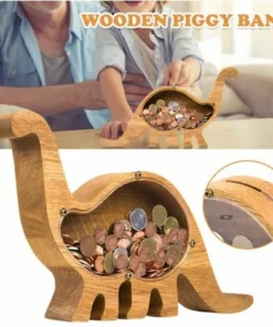 DECKON Animal En Bois Forme De Dinosaure Piggy Bank Money Saving Box Enfants Cadeau Décoration De La Maison Brachiosaurus